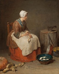 The Kitchen Maid (1738) by Jean Sim&eacute;on Chardin.  