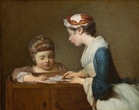 The Little Schoolmistress (after 1740) by Jean Siméon Chardin.  