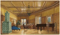 The Music Room of Archduchess Margarete, Princess of Saxony, in Schloss Ambras (1870s) by Heinrich von F&ouml;rster.  