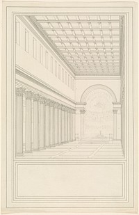 The Nave and Apse, without a Transept, of a Cathedral for Berlin (1827–1828) painting in high resolution by Karl Friedrich Schinkel. 