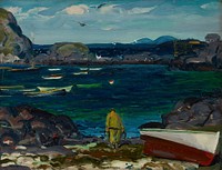 The Harbor, Monhegan Coast, Maine (1913) painting in high resolution by George Wesley Bellows.  