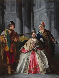 Three Figures Dressed for a Masquerade (ca. 1740s) by Louis–Joseph Le Lorrain.  