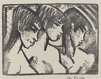 Three Girls in Profile (1921) by Otto Müller.  