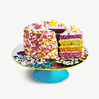 Colorful birthday cake collage element, isolated image psd