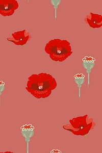 Red poppy floral pattern background