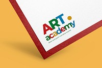 Logo mockup PSD paper, realistic colorful design