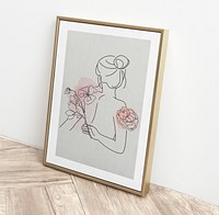 Photo frame mockup, feminine wall decor psd