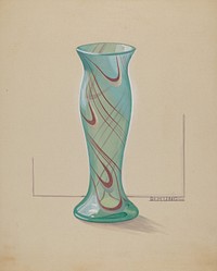 Vase (Green with Red Swirl) (ca.1937) by Elizabeth Dimling.  