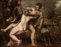 Venus and Adonis (ca. 1540s, ca. 1560–1565) by Titian & Italian 16th Century.  