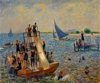 The Raft (1915) painting in high resolution by William James Glackens.