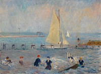 Seascape with Six Bathers, Bellport (1915) painting in high resolution by William James Glackens.
