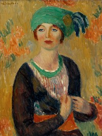 Girl in Green Turban (1913) painting in high resolution by William James Glackens.
