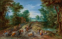 Wooded Landscape with Travelers (1610) by Jan Brueghel the Elder.  