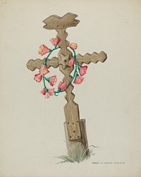 Wooden Cross used as Headstone (ca.1937) by Majel G. Claflin.  