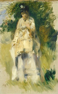 Pierre-Auguste Renoir's Woman Standing by a Tree (1866) painting in high resolution 