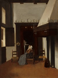 Young Woman in an Interior (ca. 1660) by Jacobus Vrel.  