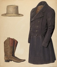 Zoar Man's Hat, Boots and Coat (c. 1937) by Fritz Boehmer.  