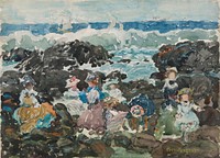 Surf, Cohasset (c.1900&ndash;5) painting in high resolution by Maurice Brazil Prendergast. 