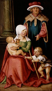 Mary Salome and Zebedee with their Sons James the Greater and John the Evangelist (c.1511) painting in high resolution by Hans von Kulmbach, German, c.1480–1522.  