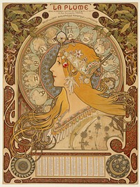 Zodiaque or La Plume (ca. 1896&ndash;1897) by Alphonse Maria Mucha.  
