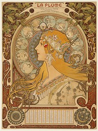 Zodiaque or La Plume (ca. 1896–1897) by Alphonse Maria Mucha.  