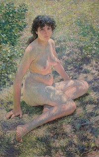 Seated nude lady (1893) by Otto H. Bacher painting in high resolution