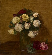 Roses in a Vase (1878) painting in high resolution by Henri Fantin-Latour.  