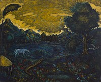 Landscape with a Horse (1912) painting in high resolution by Edward Middleton Manigault. 