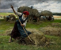 Haying Scene (1884) painting in high resolution by Julien Dupr&eacute;. 