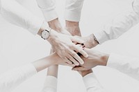 Business hands joined together as teamwork
