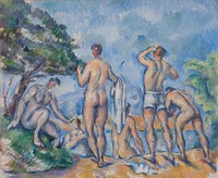 Bathers (1890–1892) painting in high resolution by Paul Cézanne. 