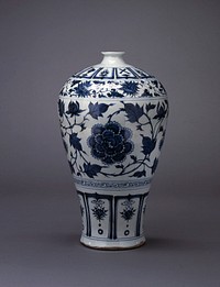 Prunus Vase (meiping) with Design of Peony and Lotus Scrolls (early 14th century) earthenware in high resolution by anonymous. 