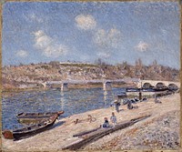 The Beach at Saint-Mammès (1884) painting in high resolution by Alfred Sisley. 