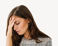 Woman having headache collage element psd