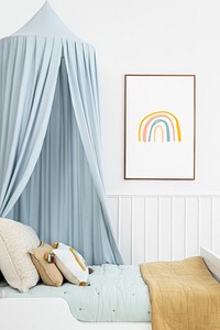 Picture frame mockup psd in a kids room