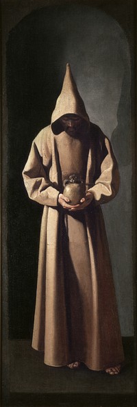 St. Francis Contemplating a Skull (c.1635) painting in high resolution by Francisco de Zurbar&aacute;n. 
