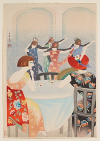 Dancing at the New Carlton in Shanghai (1924) print in high resolution by Yamamura Toyonari. 