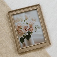 Picture frame mockup, wooden design psd