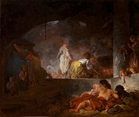 The Laundresses (c.1756–61) painting in high resolution by Jean-Honoré Fragonard. 