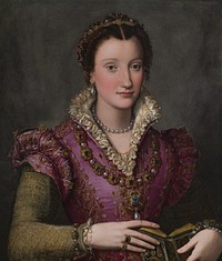 Portrait of a Lady, probably Camilla Martelli de’Medici (1570s) painting in high resolution by Alessandro Allori, Italian, 1535–1607.  