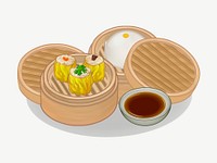 Chinese food illustration collage element psd