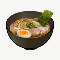 Japanese ramen  illustration collage element psd