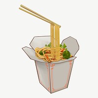 Chow mein noodle illustration collage element psd