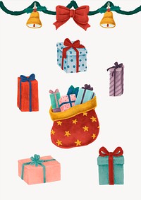 Santa sack and Christmas presents illustration