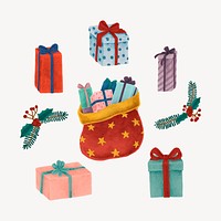 Santa sack and Christmas presents illustration