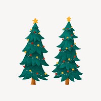 Two decorated Christmas trees illustration