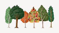 Hand drawn autumn trees illustration