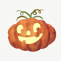 Halloween pumpkin illustration collage element psd
