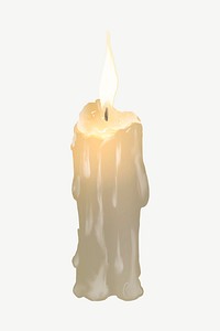 Melting candle illustration collage element psd