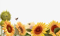 Sunflowers illustration border background, beige design 